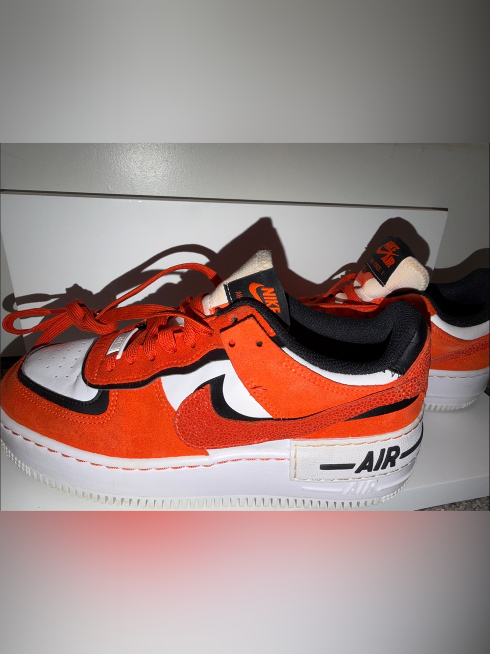 Nike Orange, White & Black Air Force 1 Low Sneakers